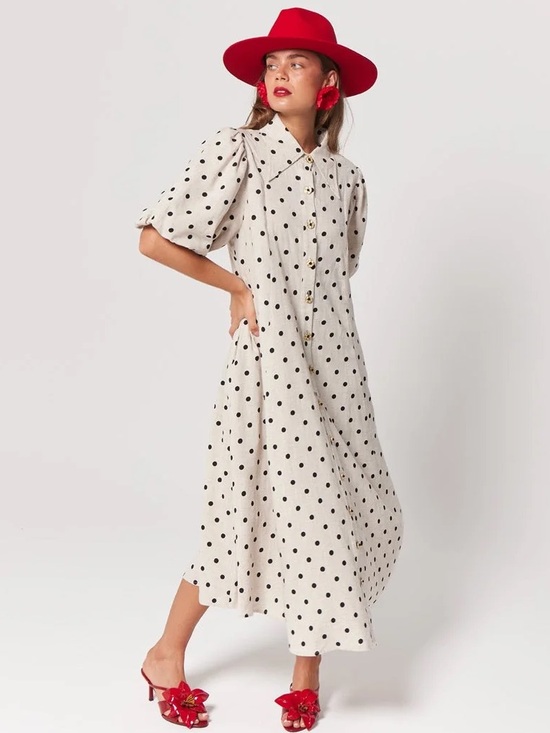 La Boheme Dresses & Skirts - LA BOHEME GIRLS Peyton Oat Polka Dot Dress Size M/L